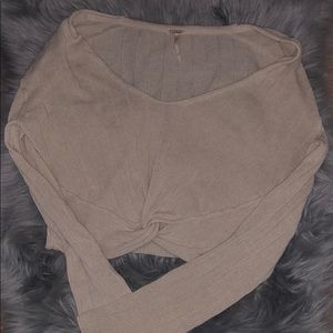 Slightly cropped Tan Free People Long sleeve